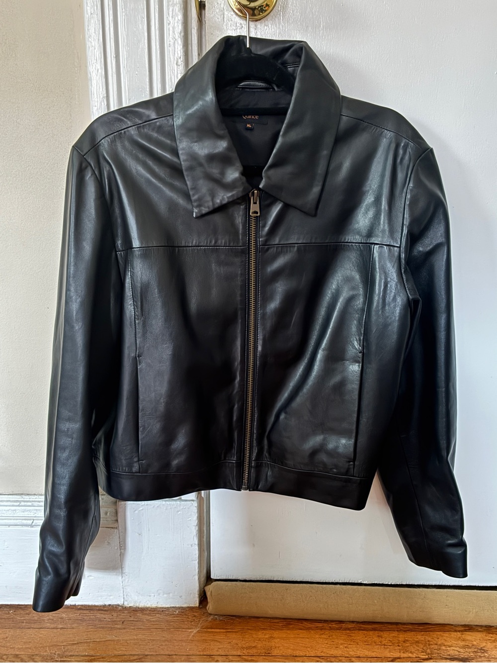 Quince 100% Leather Cropped Zip-Front Jacket
